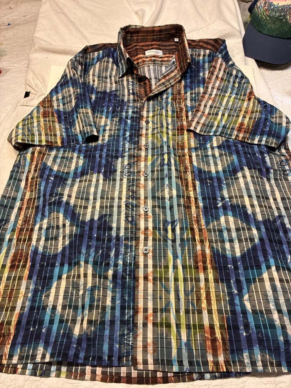 Georg Roth Of Germany Short Sleeve Button-Down Plaid Graphic Shirt